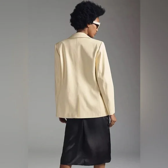 NWT By Anthropologie Faux Leather Blazer - Picture 2 of 6